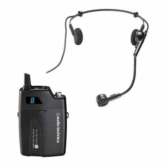Audio-Technica-ATW-T1001-Beltpack-ATM75cW-Headworn-mic