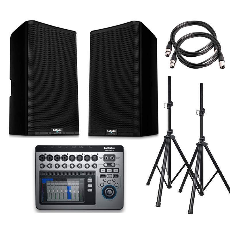 DJ-Portable-Sound-System-Package-with-2-QSC-K12-2-Speakers-and-TouchMix-8-Digital-Mixer