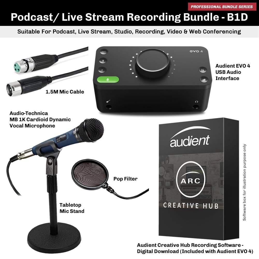 Podcast-Recording-Bundle-Audient-EVO-4-Audio-Interface-MB1k-Microphone-B1D
